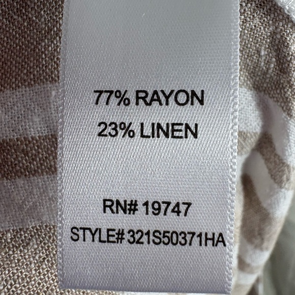 LAND n SEA Linen Blend Striped Tan/White Wide Leg Pants Size XL -- COASTAL VIBES - Picture 6 of 7